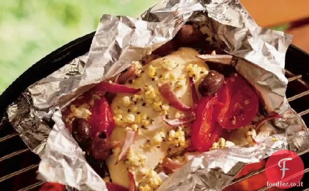 Confezioni di pollo mediterraneo alla griglia