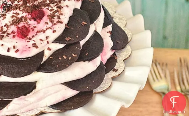 Torta di gelato al wafer al cioccolato al lampone