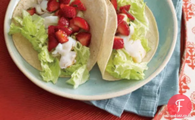 Tacos di pesce con salsa di fragole