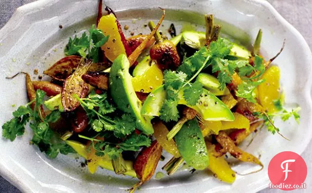 Insalata di carote, avocado e arance