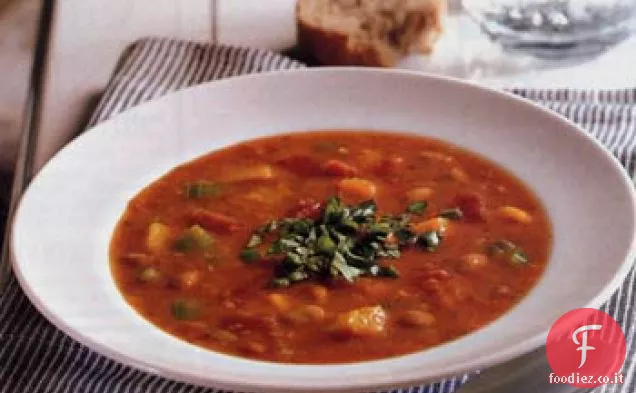 Zuppa di fagioli Pinto, pomodoro e zucca