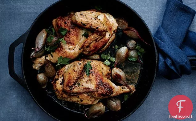 Pollo croccante con scalogno