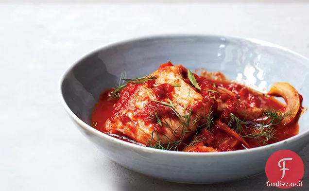 Passera in camicia in salsa di finocchio-pomodoro