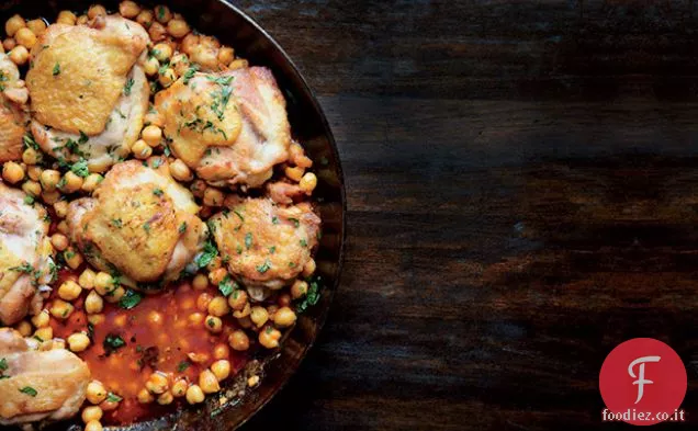 Pollo arrosto in padella con ceci Harissa