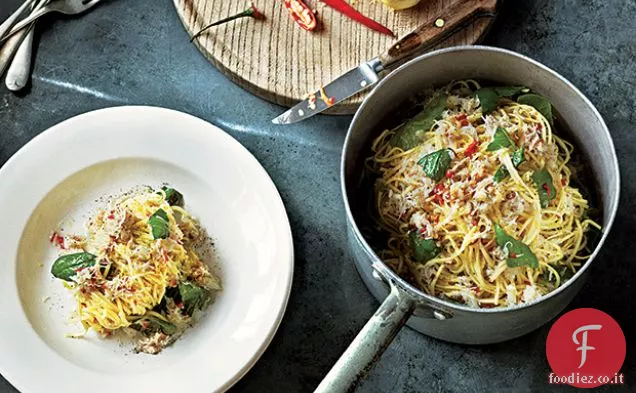 Linguine di granchio con Basilico, Limone e Cile