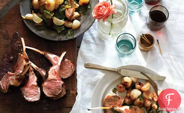 Cremagliera di Agnello con Rape Bambino e Menta Salsa Verde