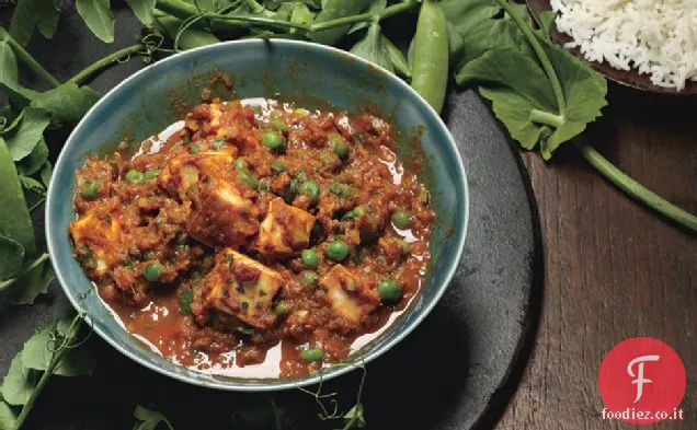 Paneer Curry con piselli
