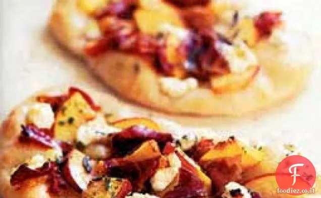 Pizze alla pesca, Prosciutto e formaggio di capra