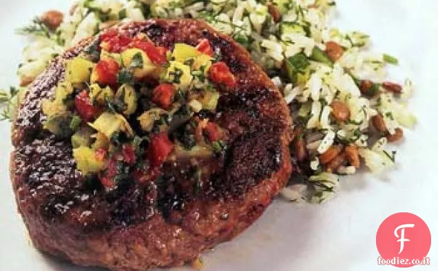 Hamburger di agnello con chutney di pomodoro rosso e verde