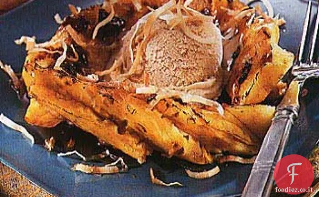 Ananas Caramellato con Zucchero di Canna-Gelato allo zenzero