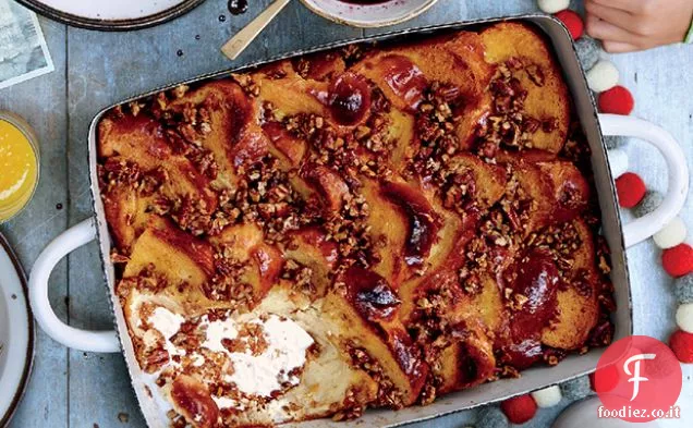 Toast francese al forno con Crumble di noci pecan
