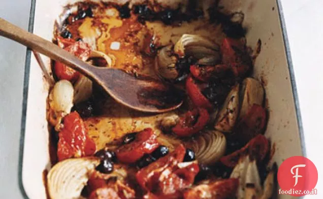 Pollo brasato con pomodori e olive (Poulet Provencal)