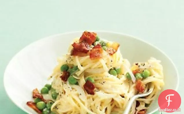 Pasta fresca ai capelli d'angelo con Pancetta e piselli