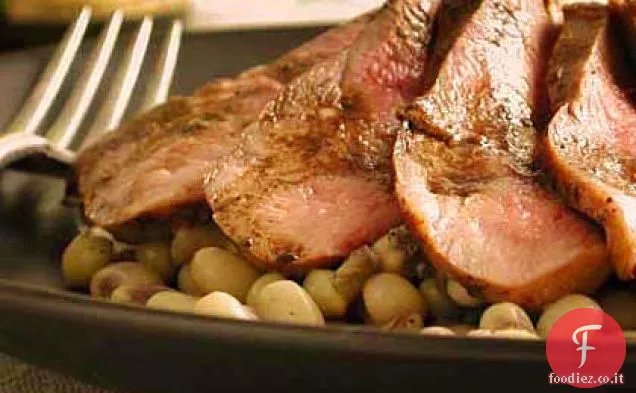 Petto d'anatra saltato con piselli