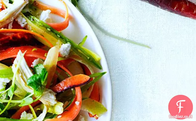 Arcobaleno carota, pisello Sparare, e insalata di pollo