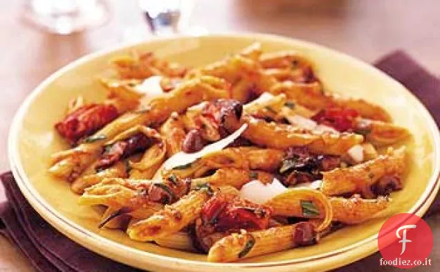 Penne con Salsa di Pomodoro Arrosto, Arancia e Olive