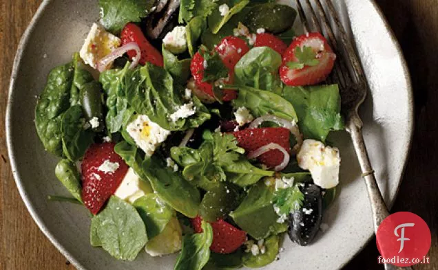 Feta in salamoia e Olive di Cerignola con Fragole