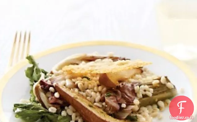 Insalata di Radicchio e Scarola con Orzo e Pere Arrosto