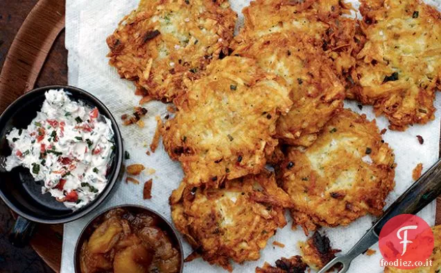 Latkes con un sacco di salse