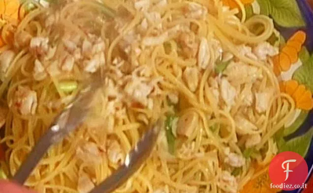 Linguine con Granchio, Radicchio e Aglio