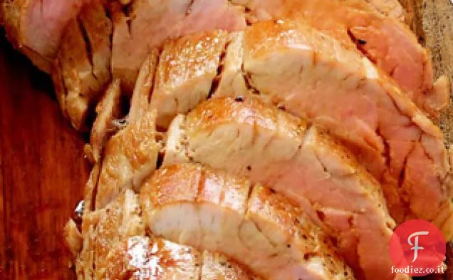Filetto di maiale arrosto con poltiglia di zucca e sugo di dragoncello