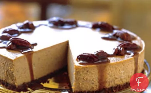 Cheesecake di zucca speziato con salsa al caramello e bourbon