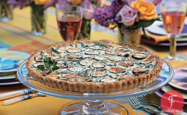 Zucchine, Pomodoro essiccato al sole e crostata di Mozarella