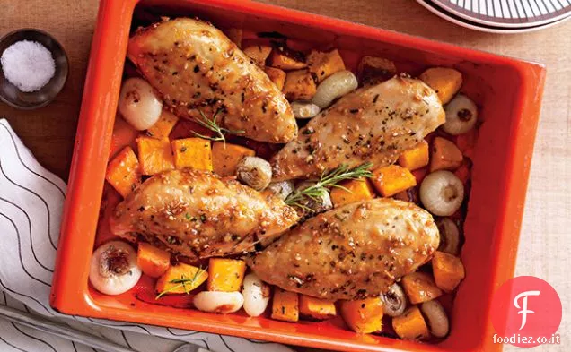 Pollo alle erbe e zucca