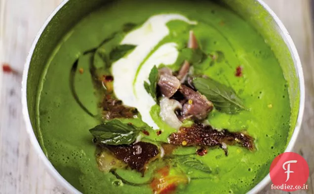 Zuppa di piselli e prosciutto