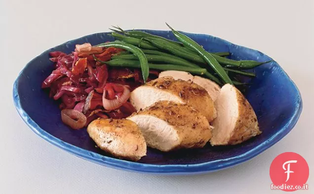 Petti di pollo al cumino con cavolo rosso agrodolce