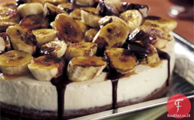 Torta Brownie al cioccolato con Mousse al Cioccolato Bianco e Banane Caramellate