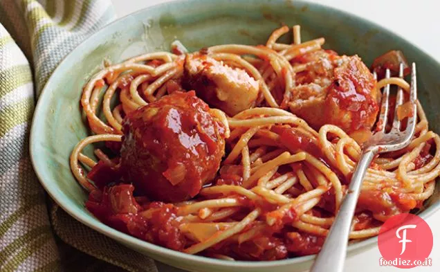 Spaghetti con polpette di tacchino