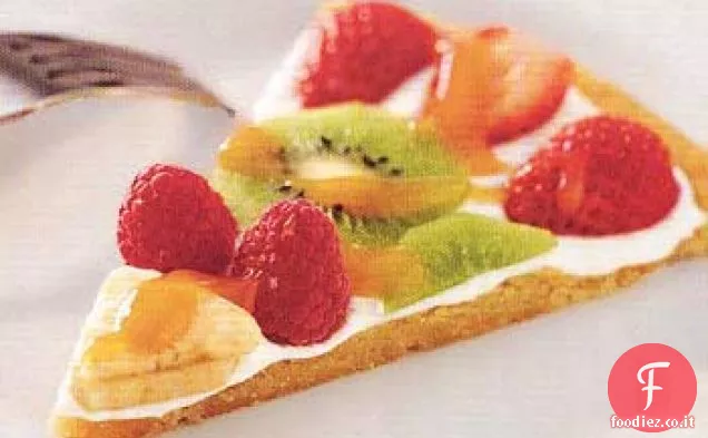 Pizza alla frutta e crosta di biscotti