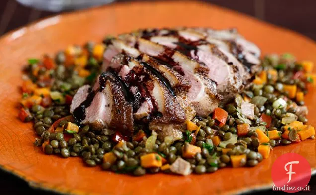 Petto d'anatra a cinque spezie scottato in padella con Jus balsamico