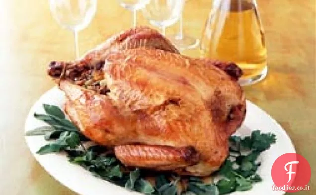 Arrosto di tacchino selvatico con pane di mais blu-Ripieno di gamberetti