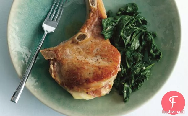 Costolette di maiale Saltimbocca con Spinaci saltati
