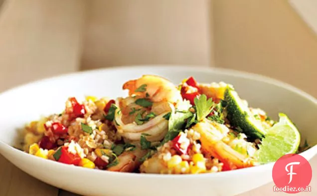 Risotto al Bulgur con Mais e Gamberi