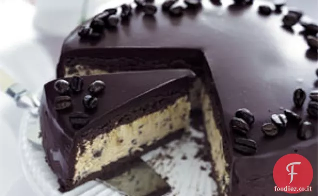 Torta Moka congelata con glassa di ganache al cioccolato