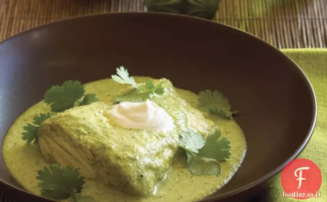 Halibut cotto in salsa verde fresca