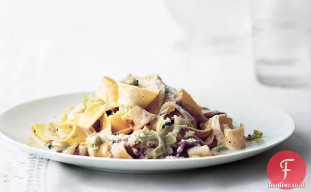 Pappardelle cremose con Porri e Pancetta