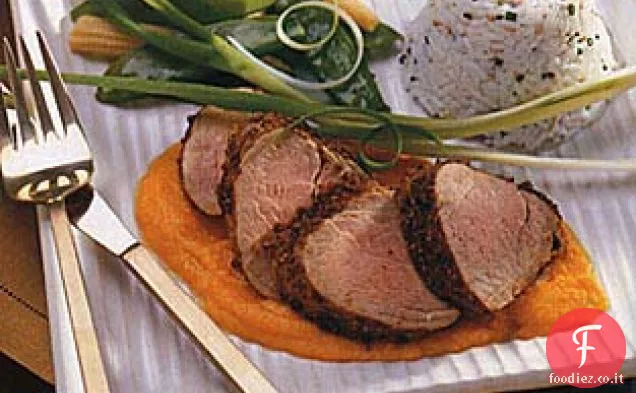 Filetto di maiale al coriandolo con salsa di carota e zenzero