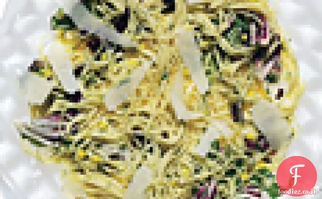 Capellini con Ricotta Fresca, Aglio Arrosto, Mais ed Erbe Aromatiche