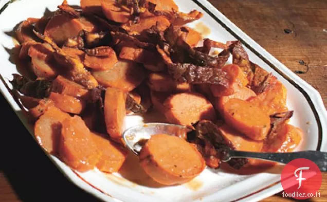 Patate dolci con bucce croccanti e Vinaigrette al burro