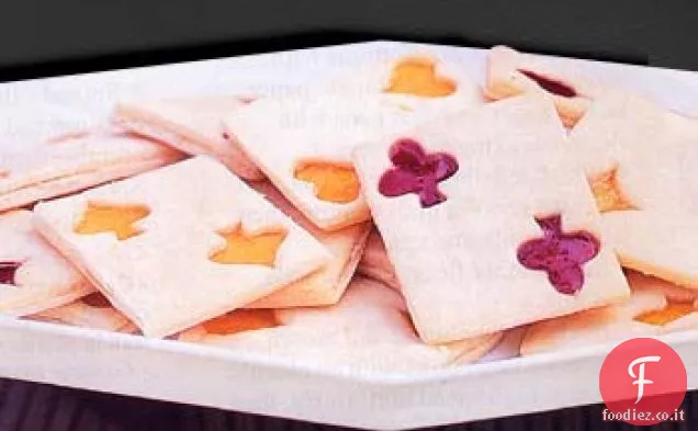 Biscotti di carte da gioco pieni di marmellata