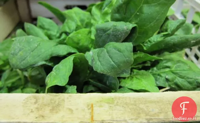 Insalata di Spinaci con Funghi, Prosciutto e Pinoli