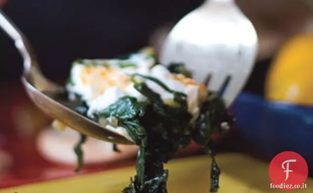 Spinaci freschi con salsa di aglio e yogurt