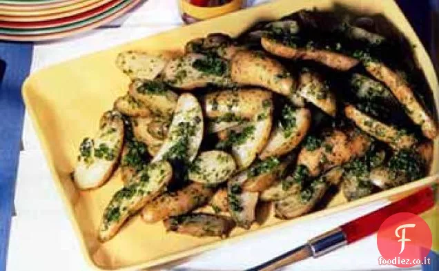 Insalata di patate Fingerling con Cile verde-Salsa di coriandolo