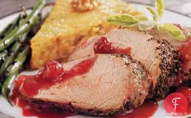 Filetto di maiale arrosto con salsa di mirtilli rossi
