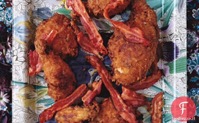 Pollo fritto con pancetta e salsa di crema di pepe