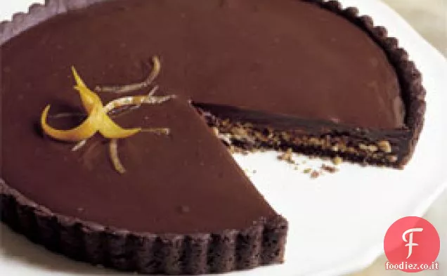 Crostata di Cioccolato Fondente e Arancia con Mandorle Tostate